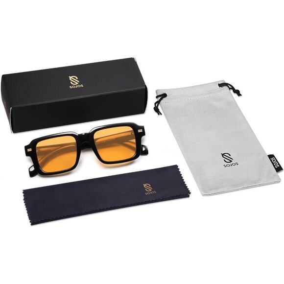 ? Women Yellow Classic Square Sunglasses Polarized Vintage Rectangle Eyewear